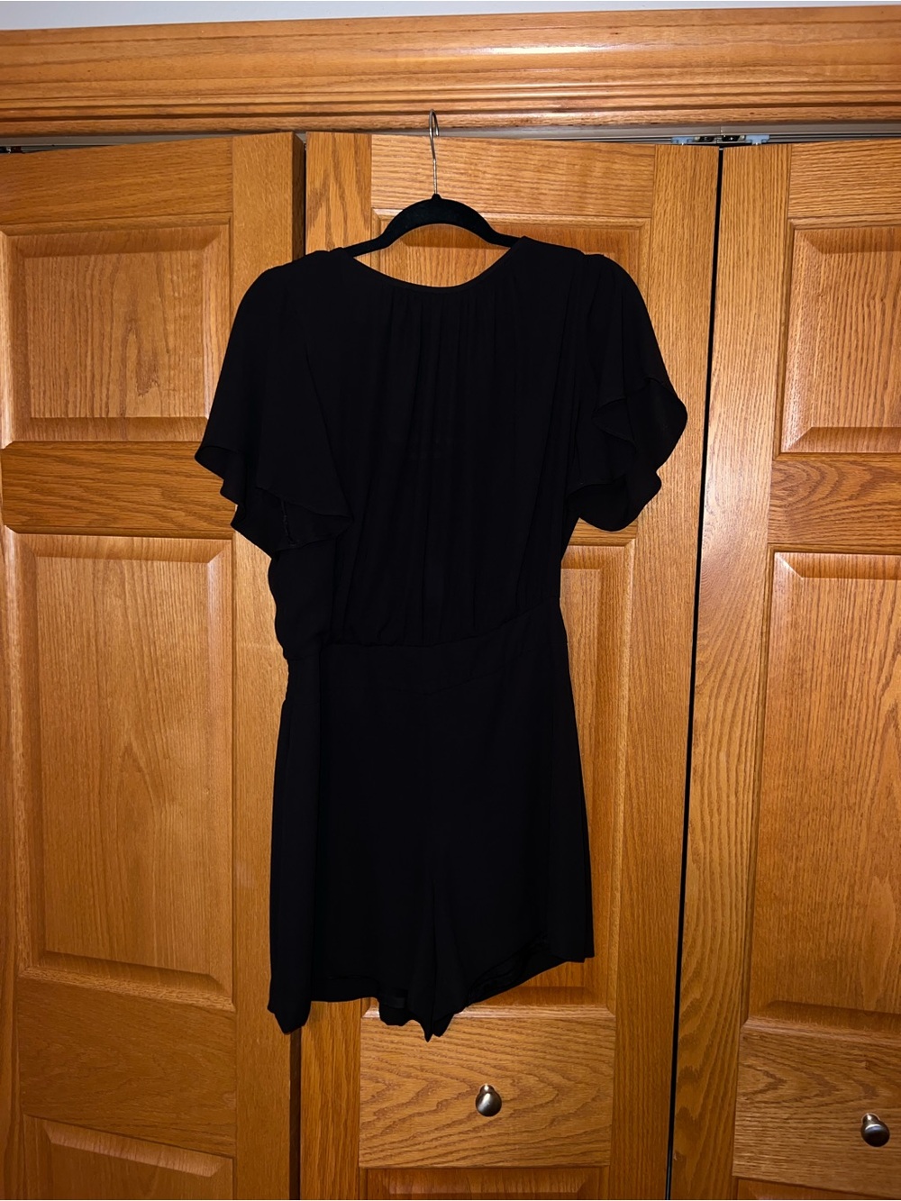 White House Black Market Black Flutter Sleeve Romper
